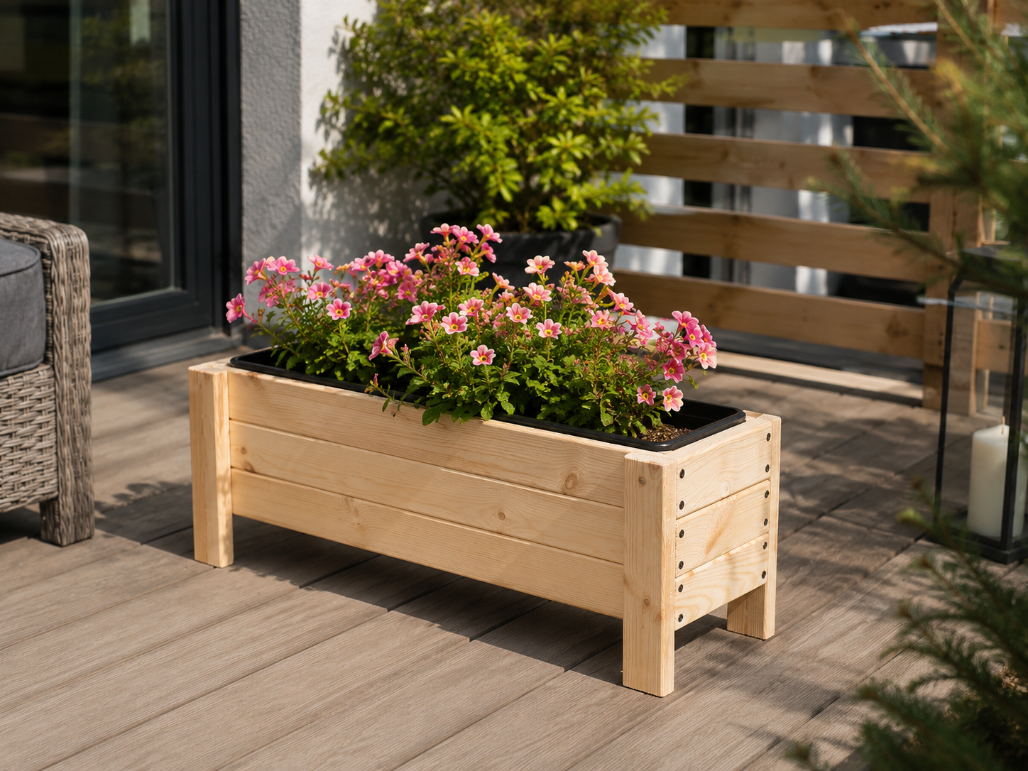 Drewniana donica z wkładem plastikowym 60cm